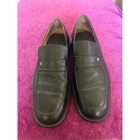 VERSACE Men\'s Black Loafer Medusa Shoes Leather Casual Luxury Size 44 10 - 10.5 main image 2